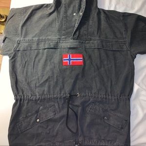 Vintage J Peterman Company Denim Hoodie Pullover